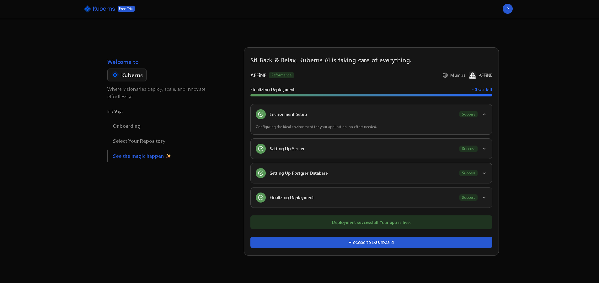 Affine instance getting deployed