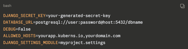 set env variables on kuberns