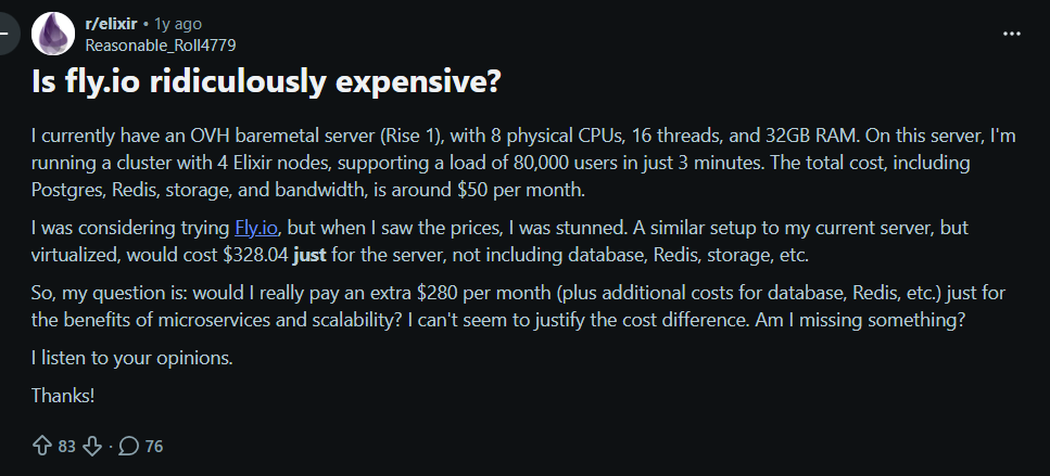 reddit discussion on flyio pricing