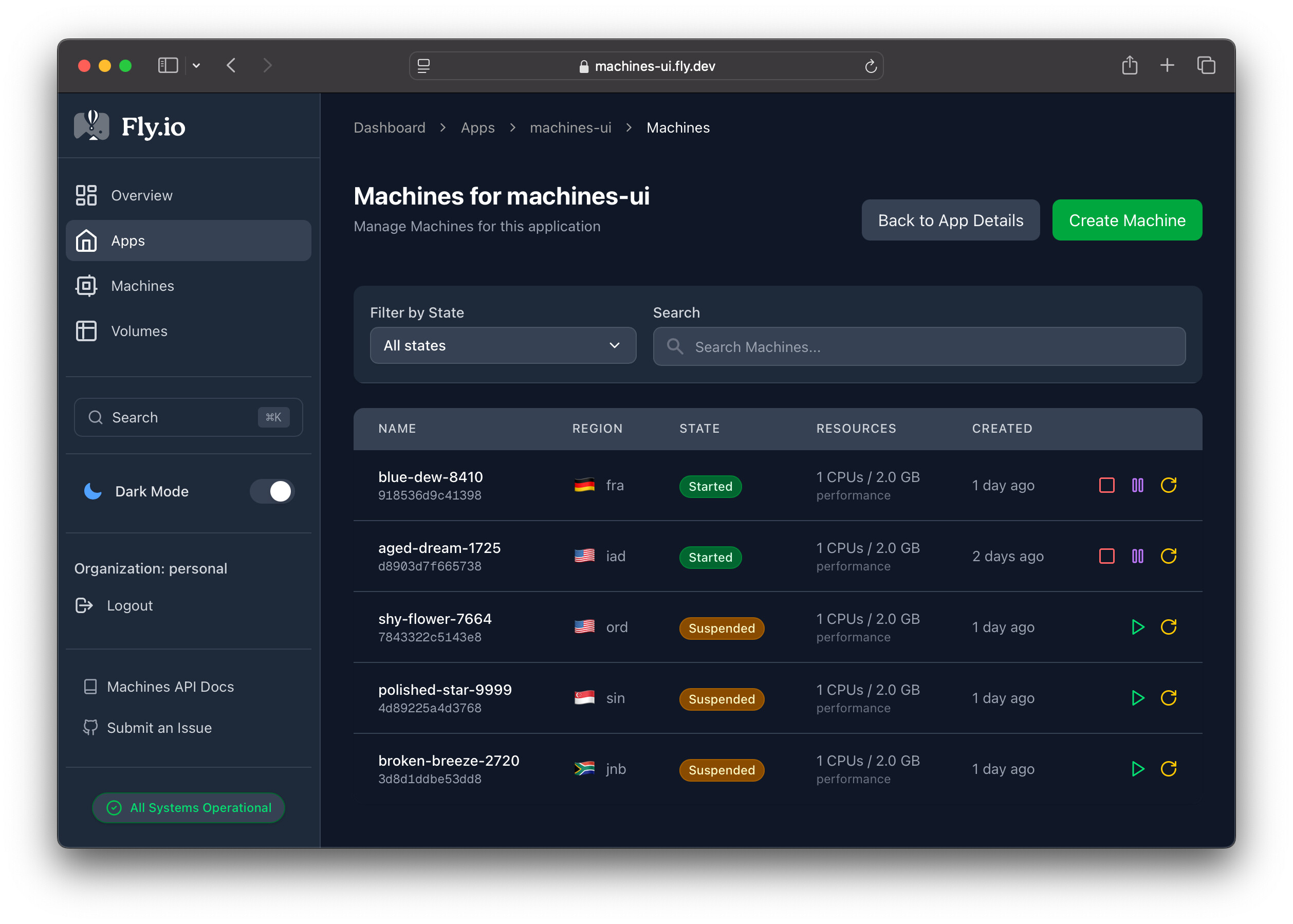 flyio dashboard