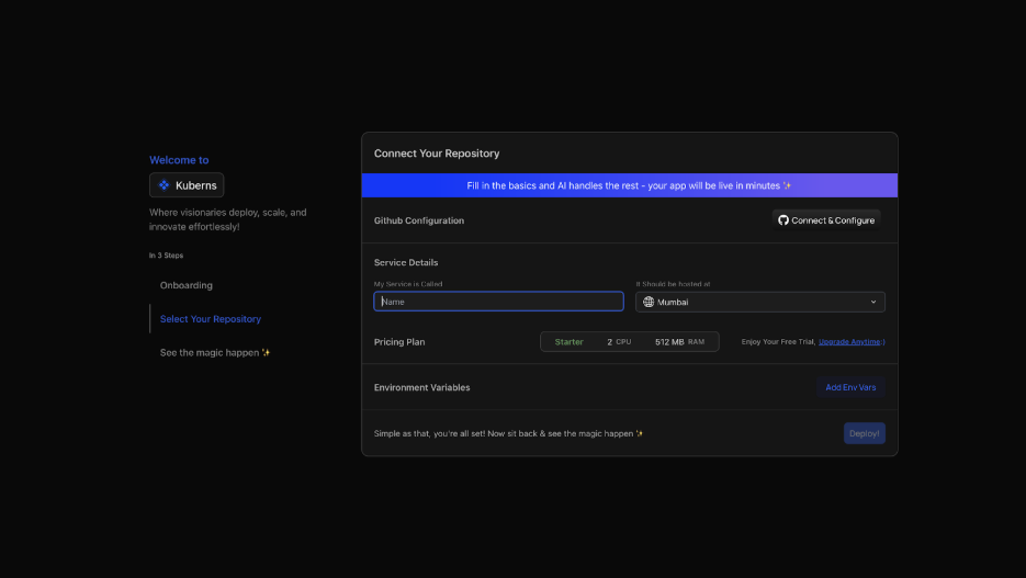 Connect GitHub to Kuberns