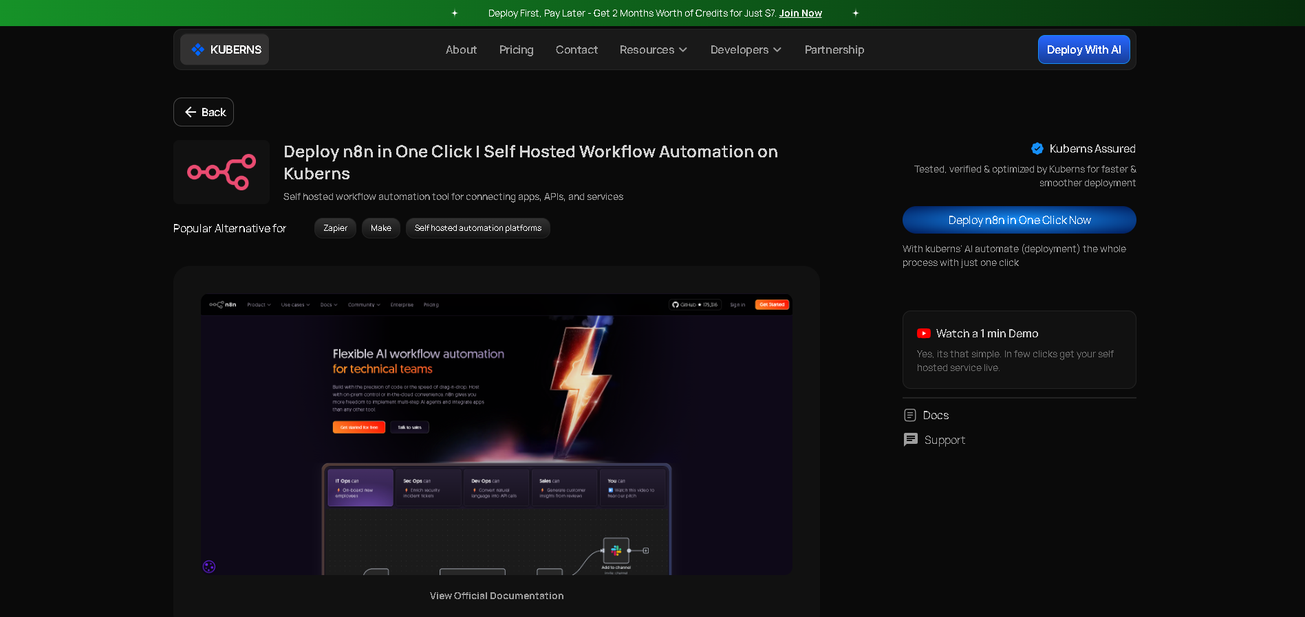 n8n template on Kuberns