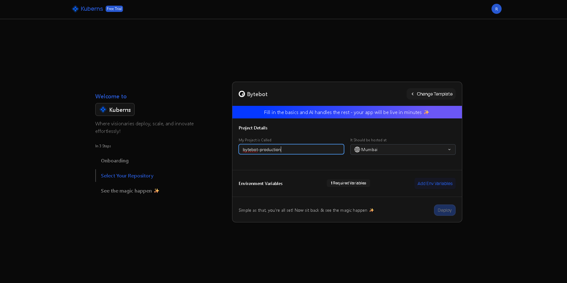 Fill in basic service details