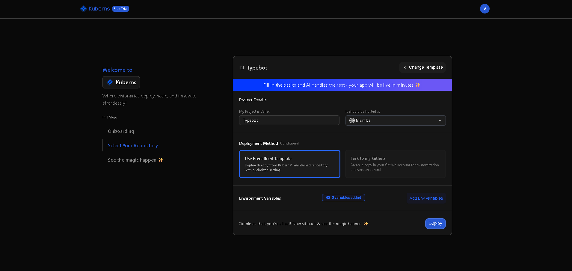 Fill in basic project details