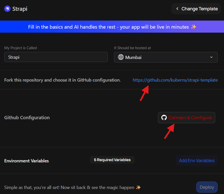 Strapi one-click configuration