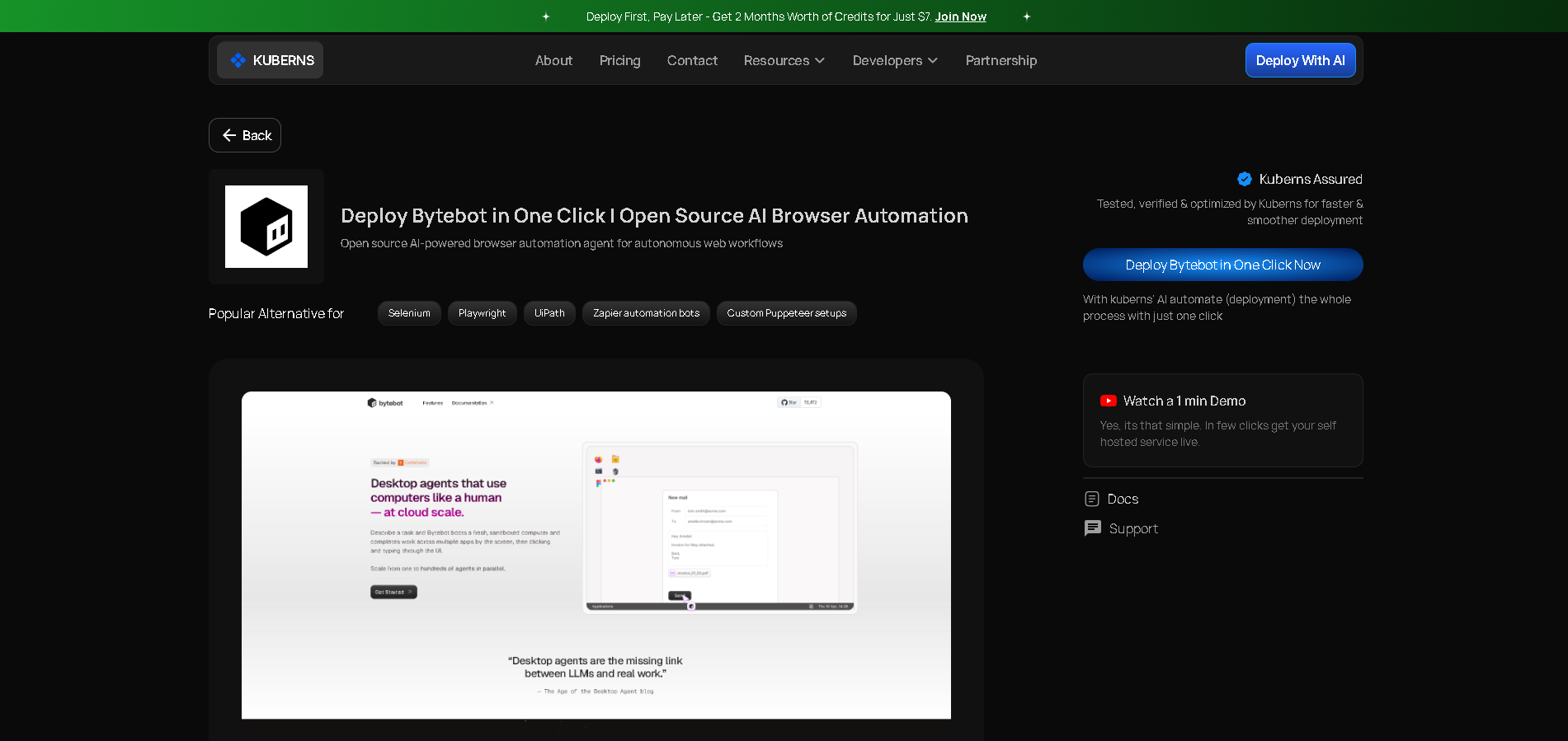 Bytebot template on Kuberns
