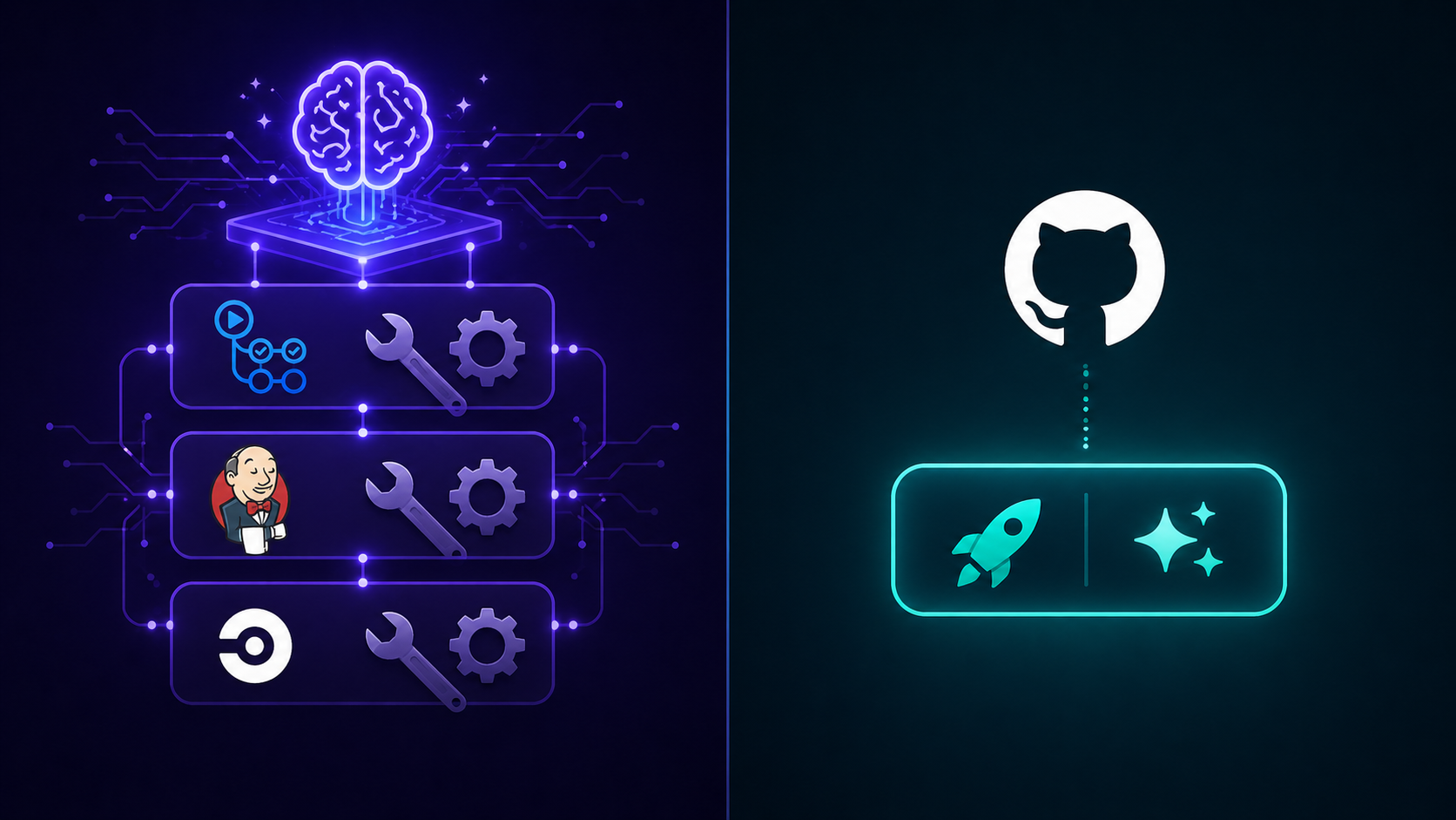 Traditional CI/CD vs Agentic AI deployment - two approaches